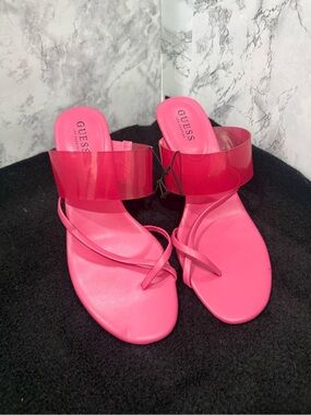 GUESS Hot Pink Heels with Clear Strap